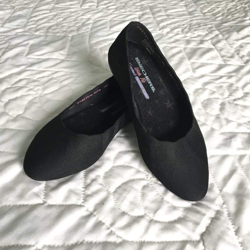 Sketchers Cleo Bewitched wide fit air-cooled memory foam stretch fit flats